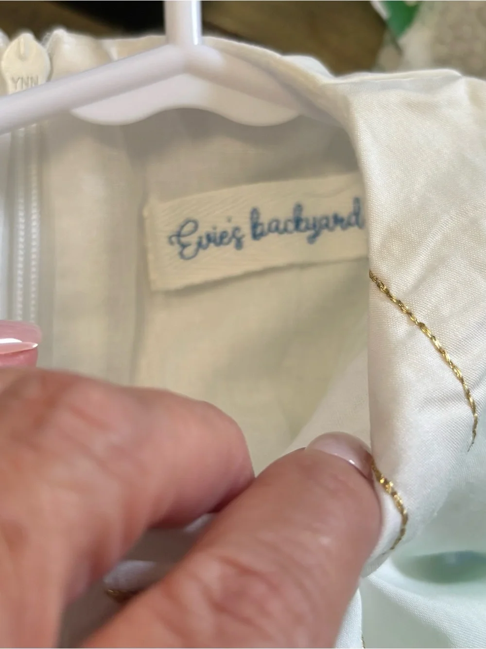 6m Evie's Backyard Wish 2.0 mint green/white/gold flutter sleeve dress.  In EUC!